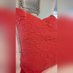 The Company Store Red Euro Leaf Print Quilted Pillow Sham